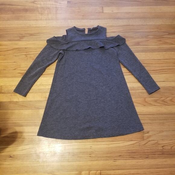 LOFT Gray Cold Shoulder Dress with Ruffle Detail – Long Sleeve Size XS - Picture 3 of 11